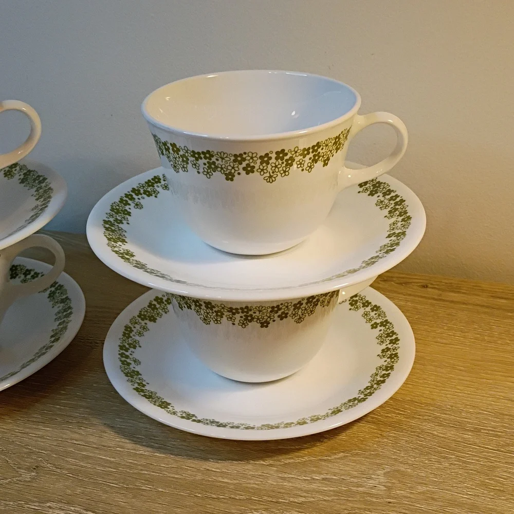Corelle Spring Blossom Crazy Daisy Cups And Saucers Set Of 4 Each